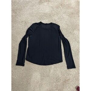 lululemon long-sleeve top in black mesh detailing high-low Black S Small Overs